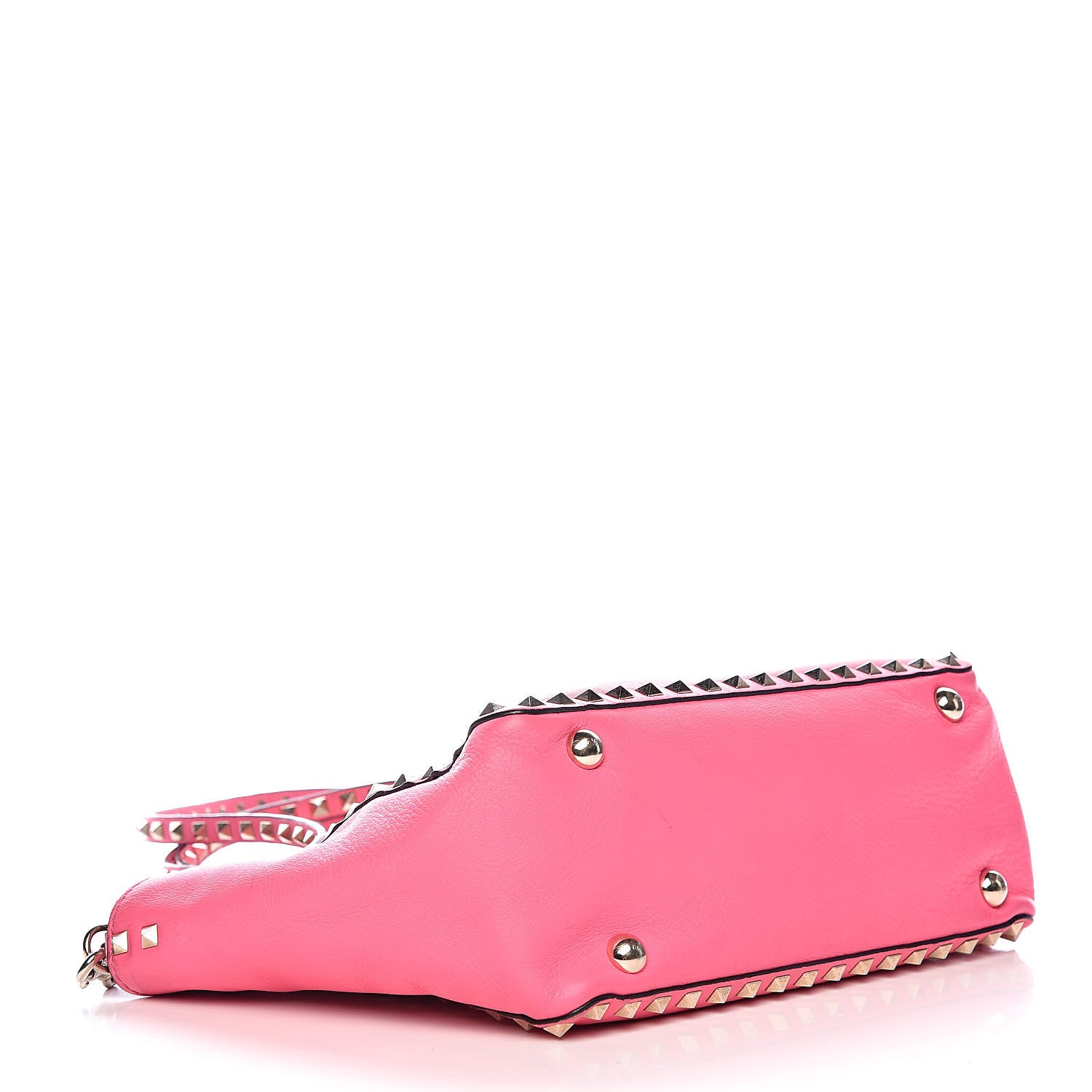 Valentino Garavani Vitello Small Rockstud Tote Fuxia Fluo 4 of 19