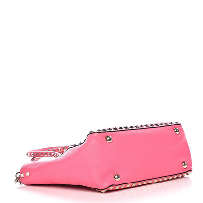 Valentino Garavani Vitello Small Rockstud Tote Fuxia Fluo 4 of 19