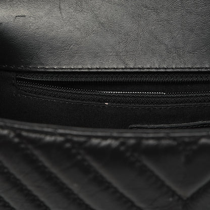 Chanel Calfskin Chevron Quilted Top Handle Flap Black 8 of 13
