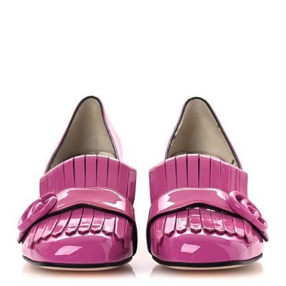 Gucci Vernice GG Marmont Fringe 50mm Loafer Pumps 39 Rododendro 3 of 13