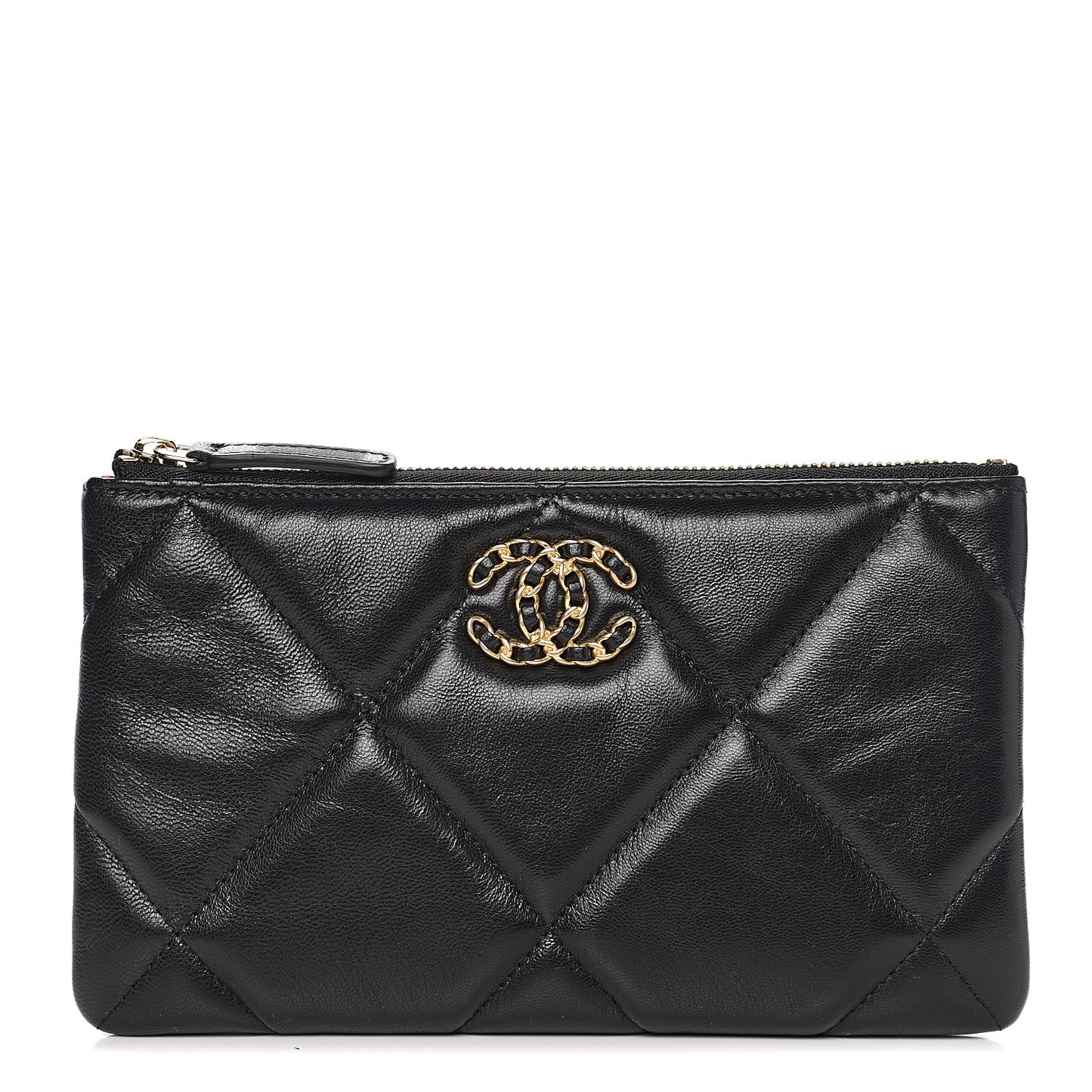 Goatskin Quilted 19 Cosmetic Case Black