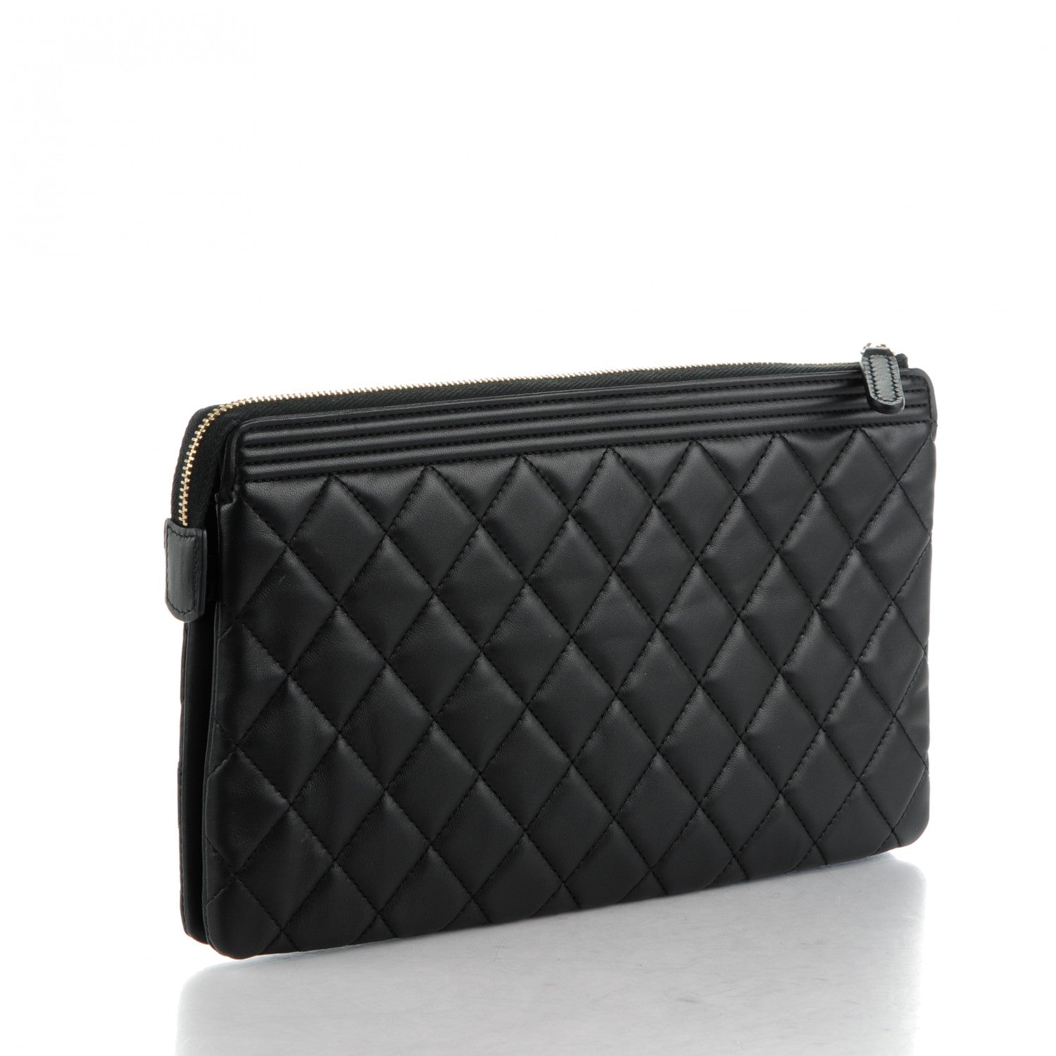 Chanel Lambskin Quilted Small Zipped Boy Pouch Black 3 of 8