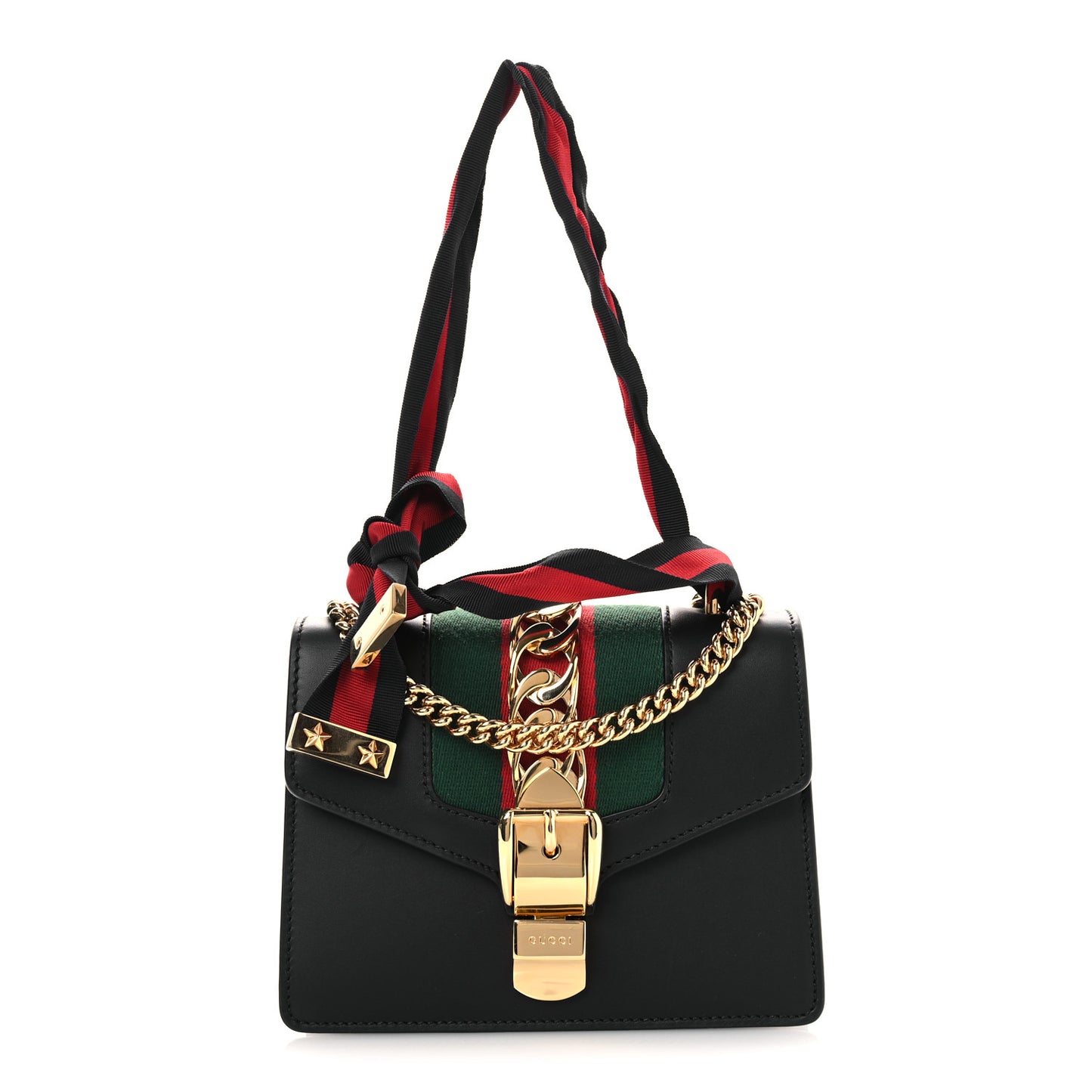 Calfskin Mini Sylvie Chain Shoulder Bag Black
