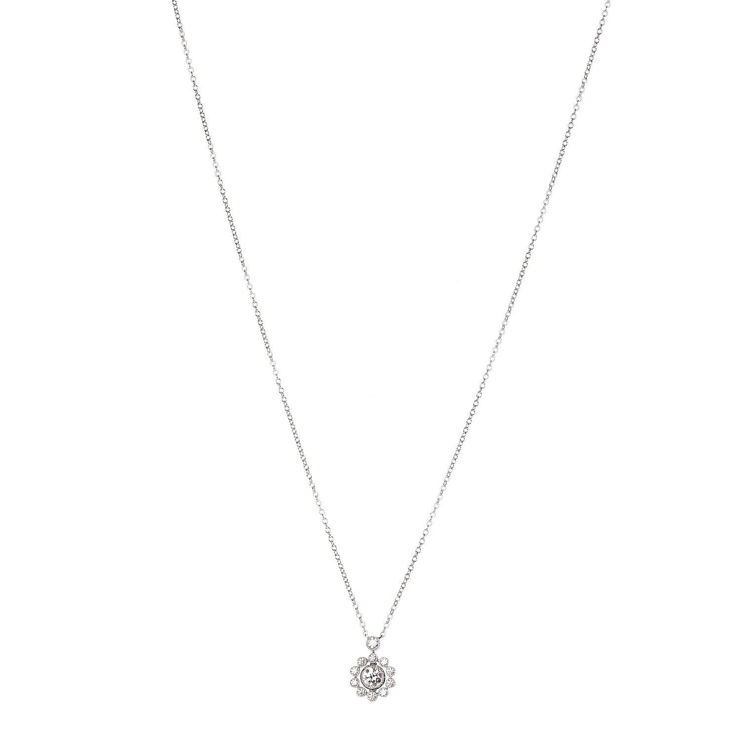 Platinum Diamond Enchant Halo Flower Pendant Necklace