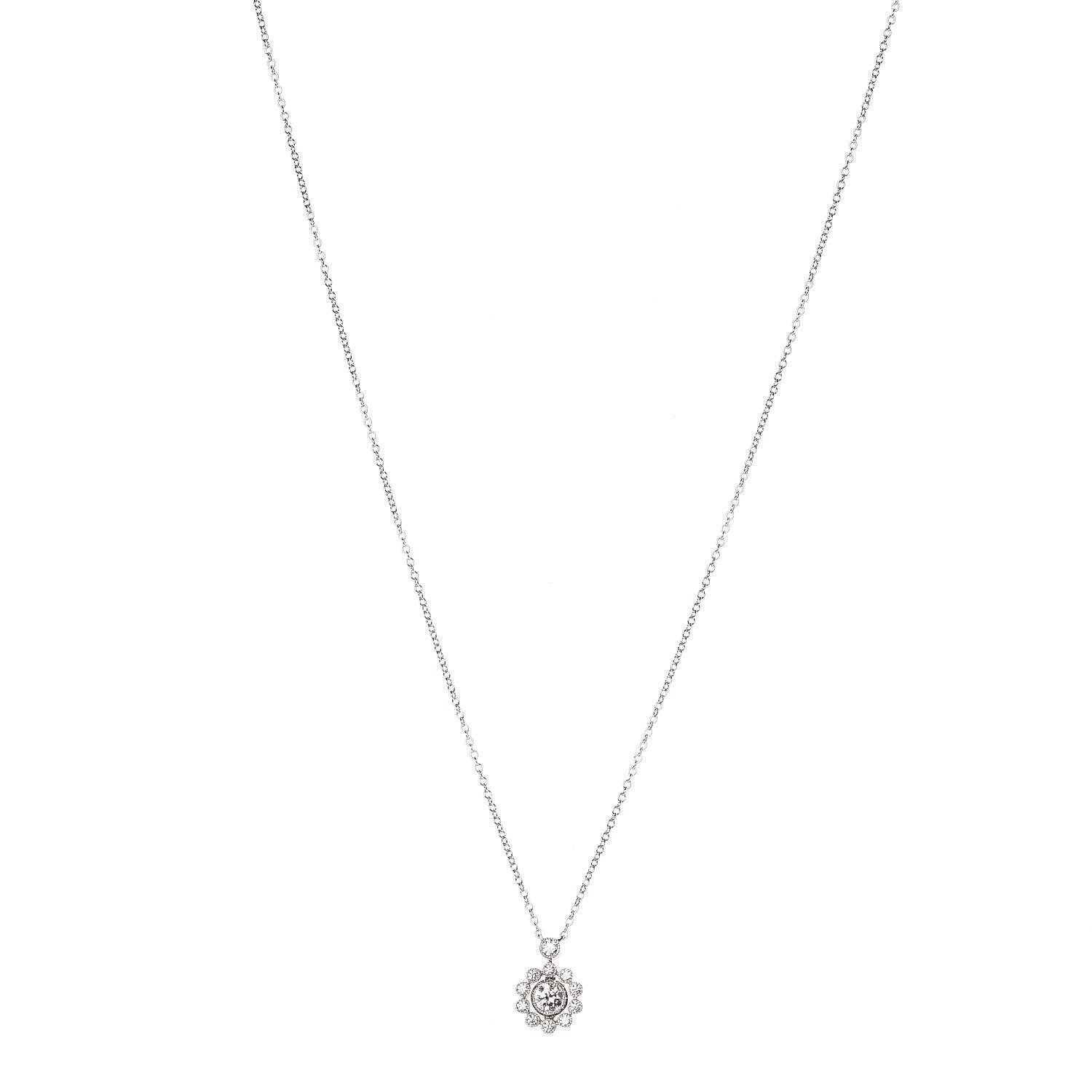 Tiffany Platinum Diamond Enchant Halo Flower Pendant Necklace 1 of 7