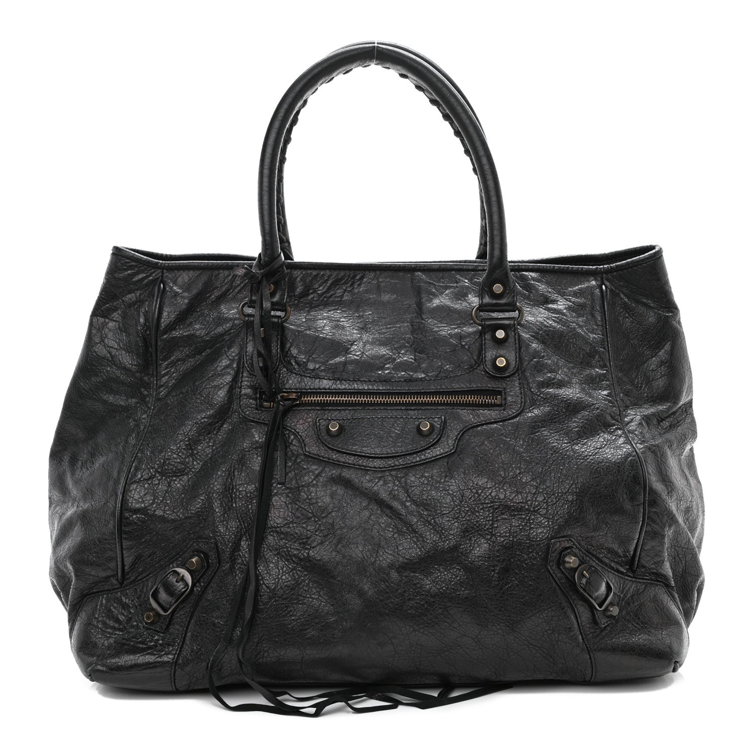 Balenciaga Agneau Classic Hardware Large Sunday Tote Black 2 of 8