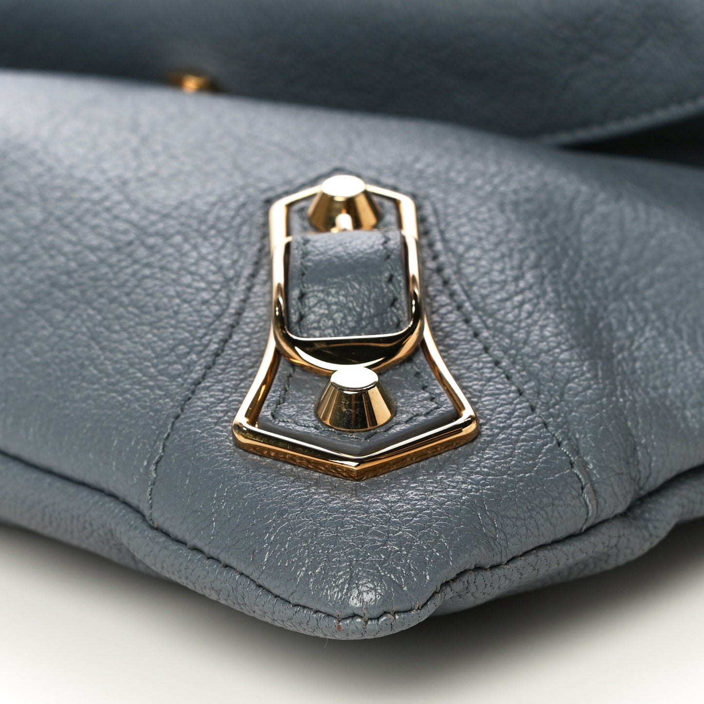 Chevre Gold Metallic Edge Hardware Envelope Clutch Bleu Acier