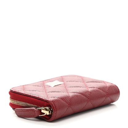 Chanel Caviar Quilted Zip Around Coin Purse Burgundy 4 of 8