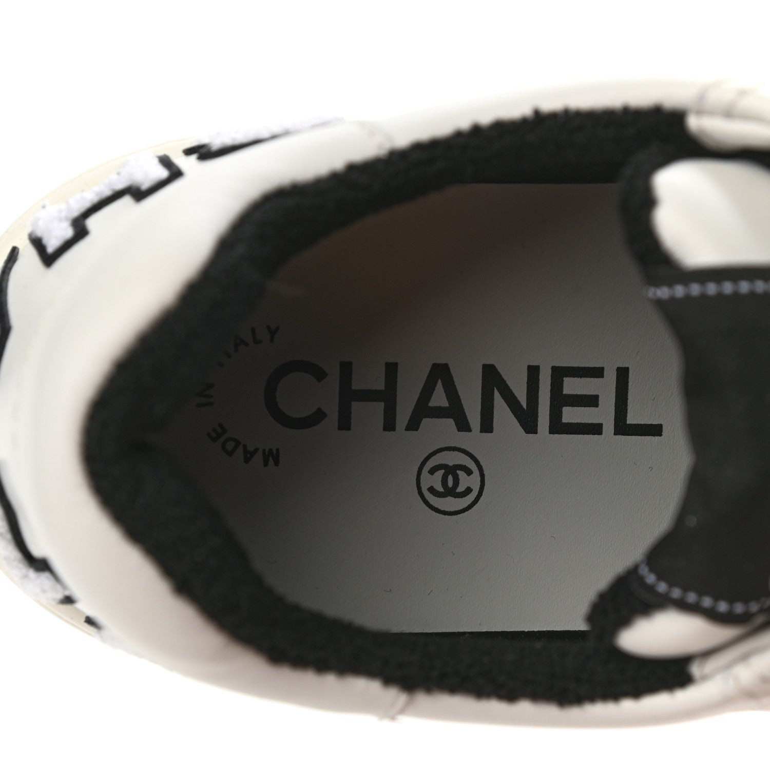 Chanel Calfskin Womens Logo Sneakers 38 Black White 7 of 8