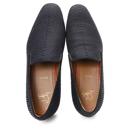 Christian Louboutin Tresse Cruising Mens Dandelion Flat Loafers 43 Black Navy 2 of 9