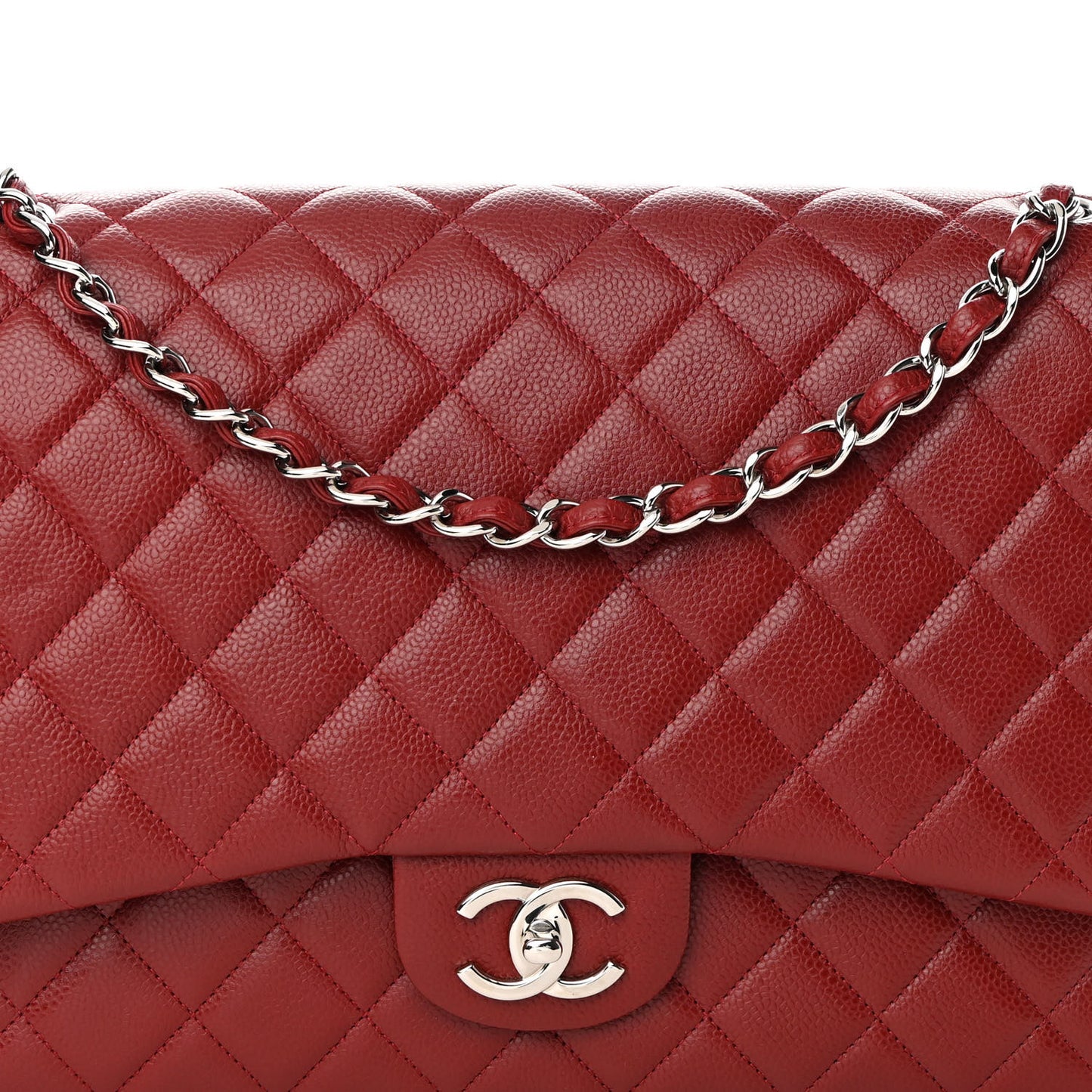 Caviar Quilted Maxi Double Flap Red