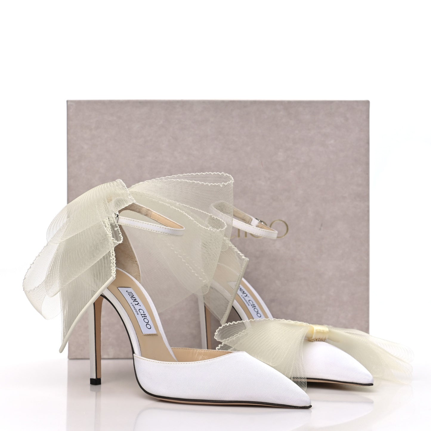 Satin Crystal Averly Bow 100 Pumps 39.5 Latte