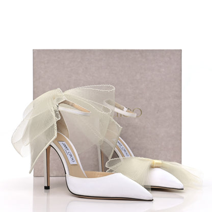 Jimmy Choo Satin Crystal Averly Bow 100 Pumps 39.5 Latte 9 of 9