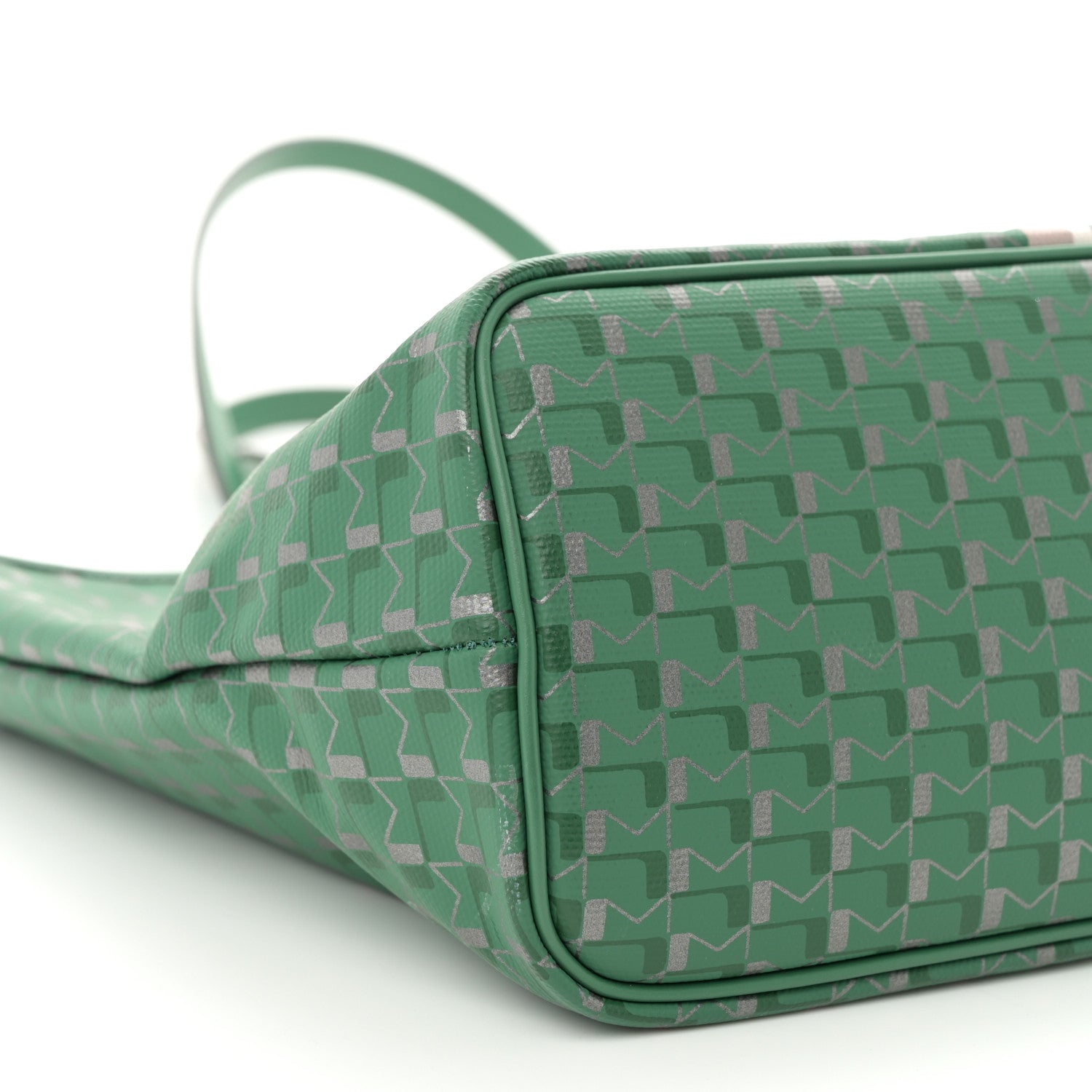 Moynat Grained Calfskin Canvas 1920 Oh! Tote Ruban PM Green Silver 9 of 10