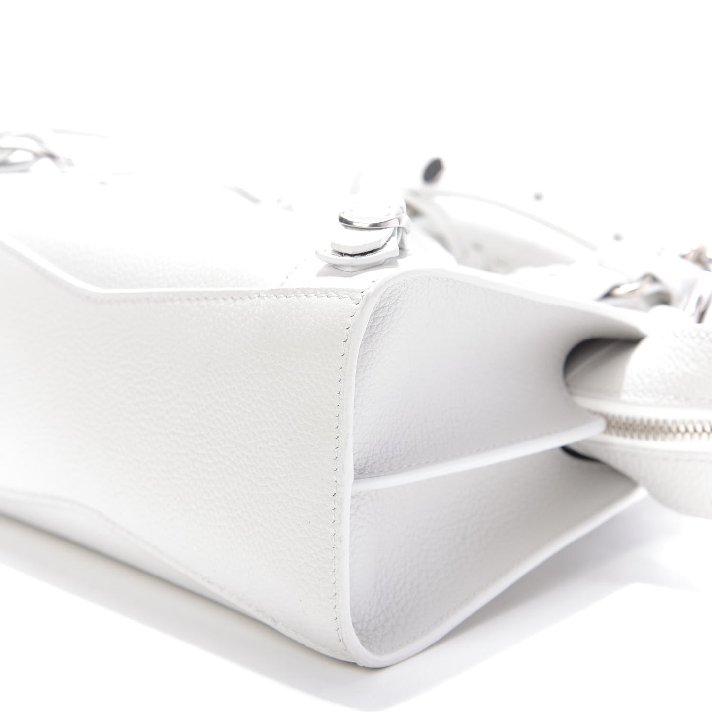 Grained Calfskin Neo Classic Silver Hardware Mini City White