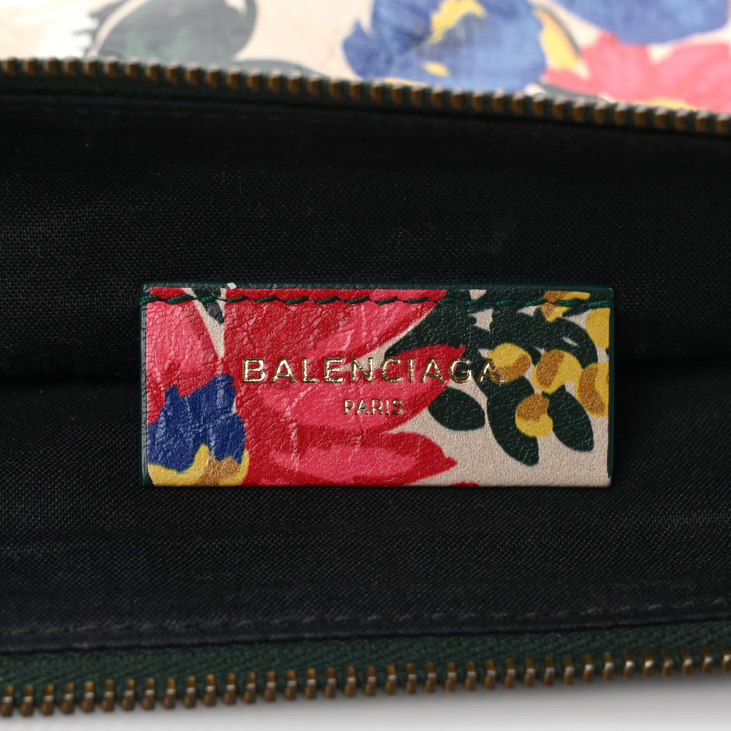 Balenciaga Agneau Classic Hardware Fleurs Small Pouch Beige Red Green 6 of 9