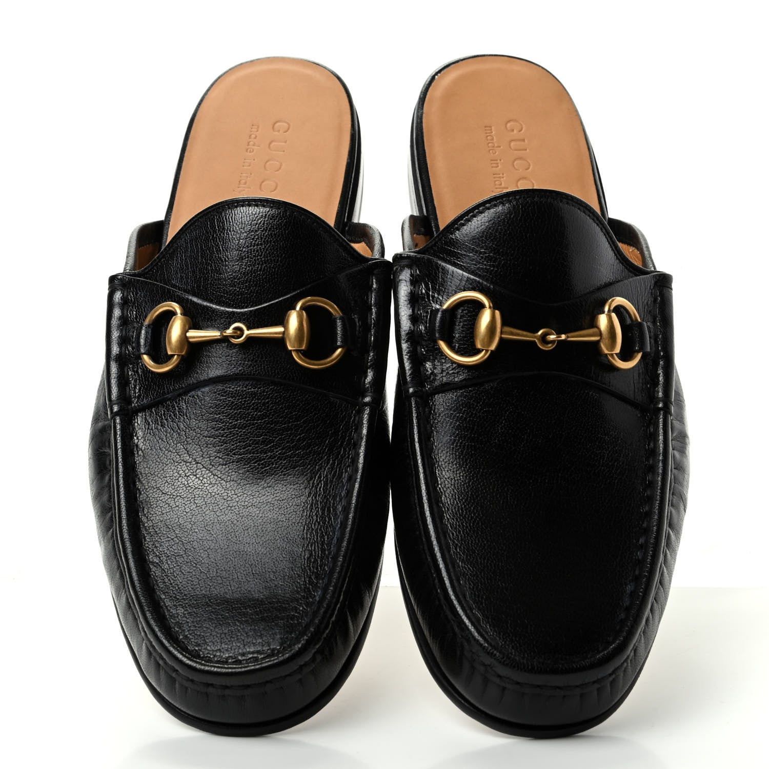 Gucci Goatskin Mens Horsebit Slippers 8.5 Black 5 of 10