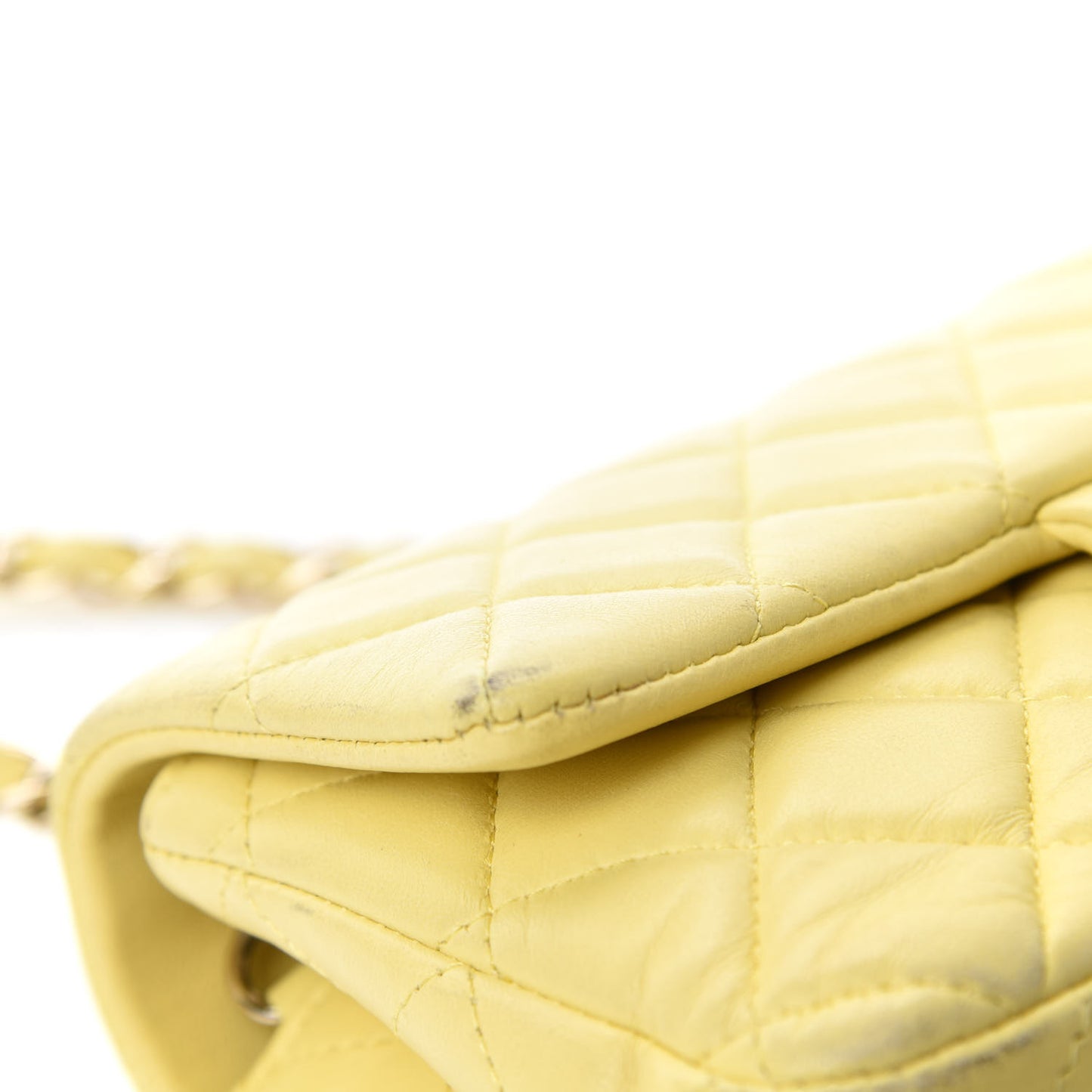 Lambskin Quilted Mini Rectangular Flap Light Yellow