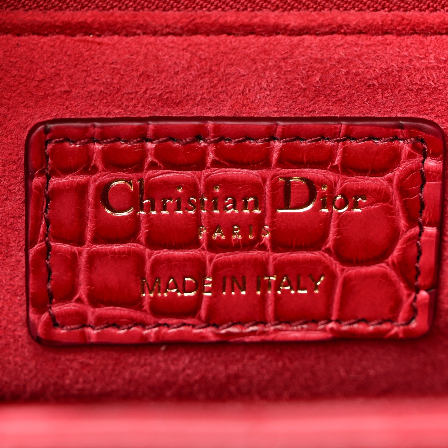 Alligator Gradient Medium Lady Dior Red