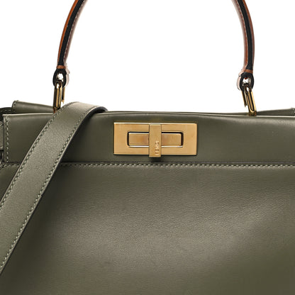 Fendi Vitello Seta Light Aura Shiny Nappa Medium Peekaboo I SEE U Satchel Equatore Cuoio 8 of 12