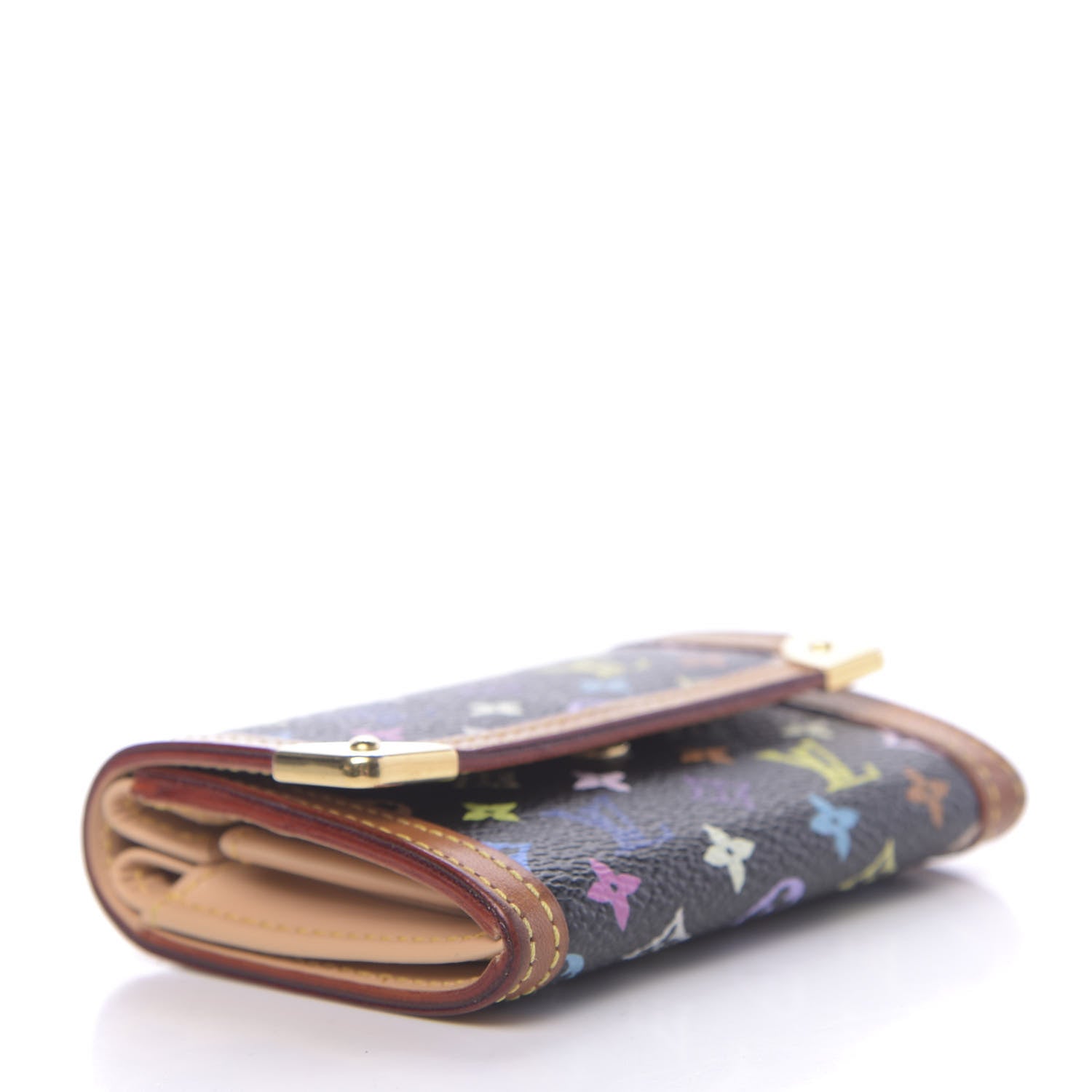 Louis Vuitton Monogram Multicolor Porte-Monnaie Plat Coin Purse Black 4 of 7