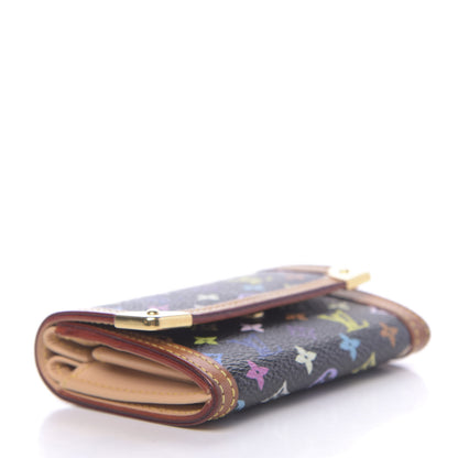 Louis Vuitton Monogram Multicolor Porte-Monnaie Plat Coin Purse Black 4 of 7