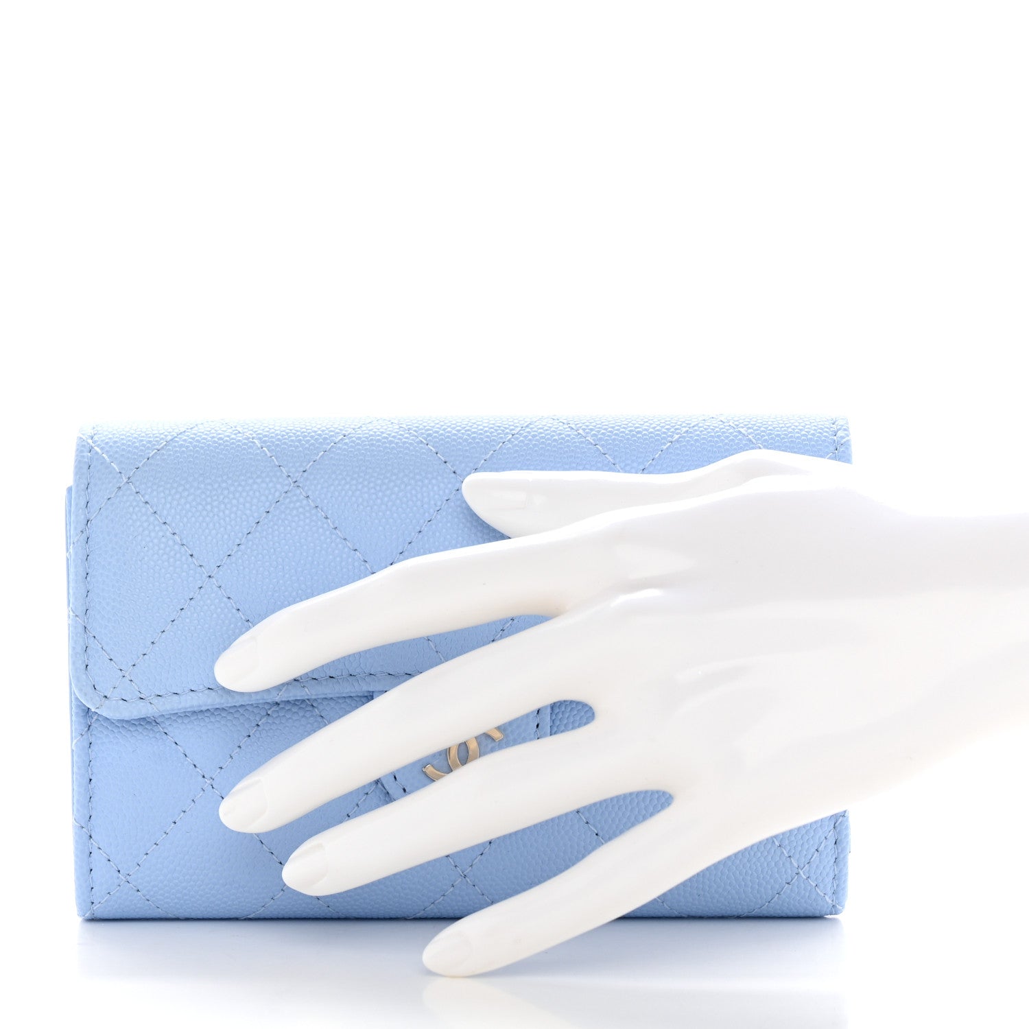Chanel Caviar Quilted Medium Flap Wallet Light Blue 2 of 11