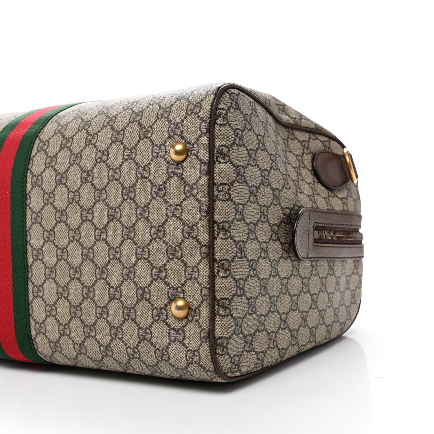 Gucci GG Supreme Monogram Textured Dollar Calfskin Web Medium Ophidia Carry-On Duffle Bag Beige Ebony New Acero 9 of 10