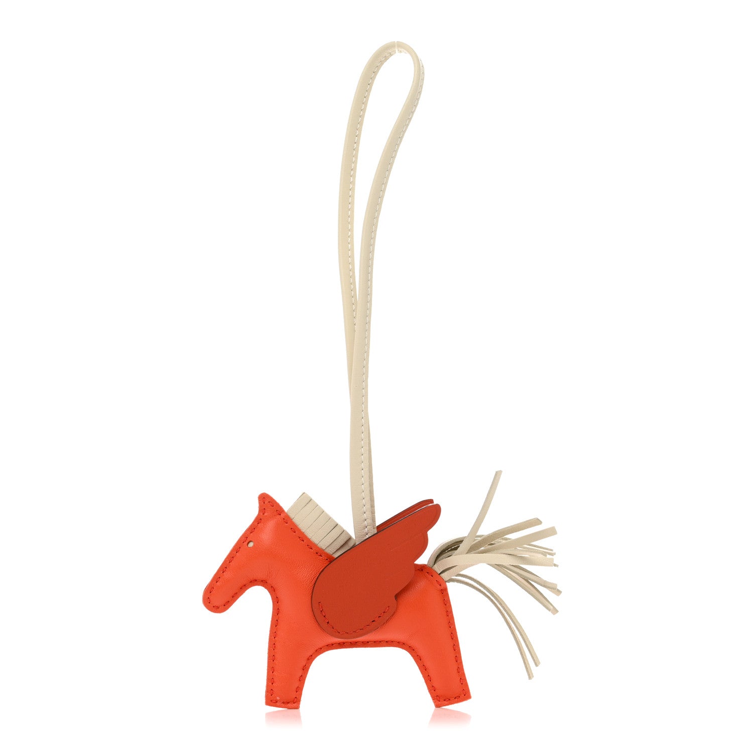 Hermes Milo Lambskin Grigri Rodeo Pegase Horse Bag Charm PM Orange Poppy Craie Terre Battue 1 of 4
