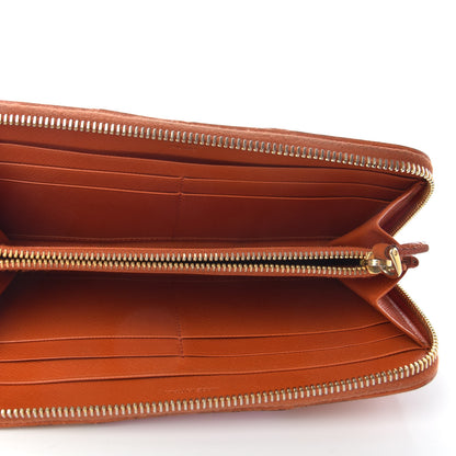 Prada Saffiano Perforated Striped Zip Around Wallet Papaya Caramel 5 of 6