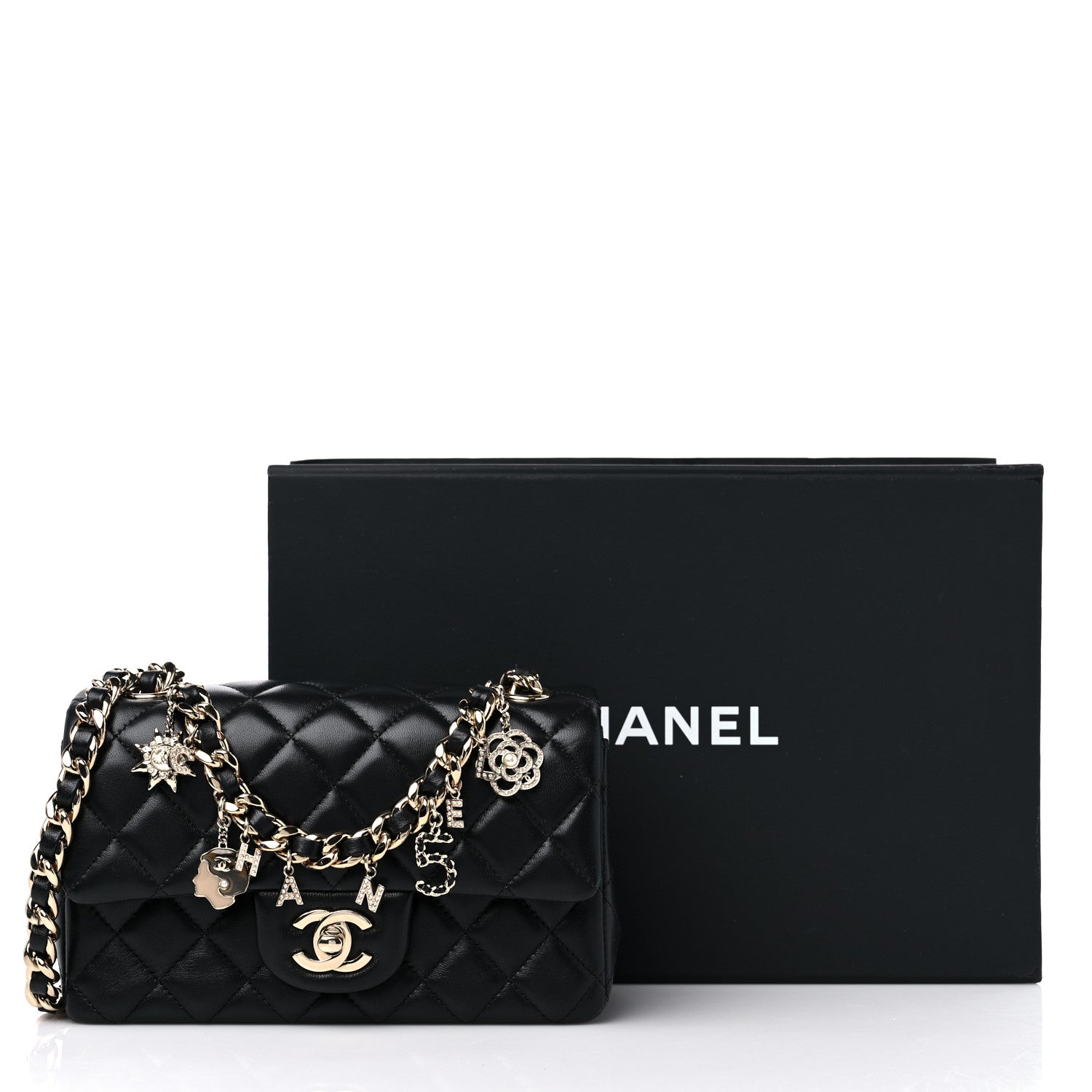 Chanel Lambskin Quilted Mini Coco Charms Rectangular Flap Black 10 of 10