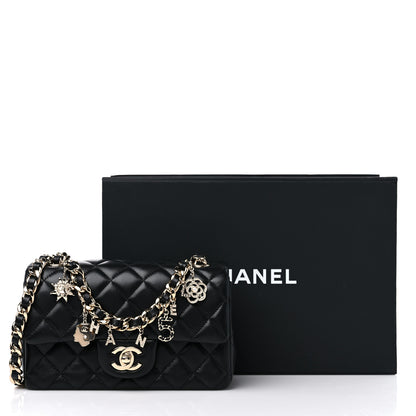 Chanel Lambskin Quilted Mini Coco Charms Rectangular Flap Black 10 of 10