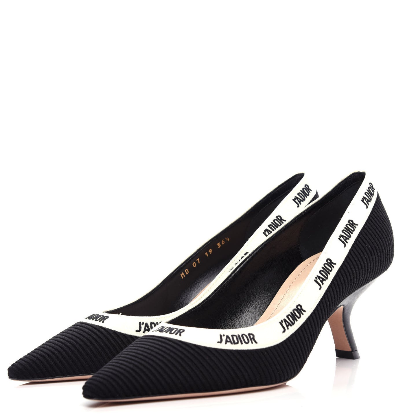 Technical Canvas Ribbon Embroidered J'Adior 65mm Pumps 36.5 Black