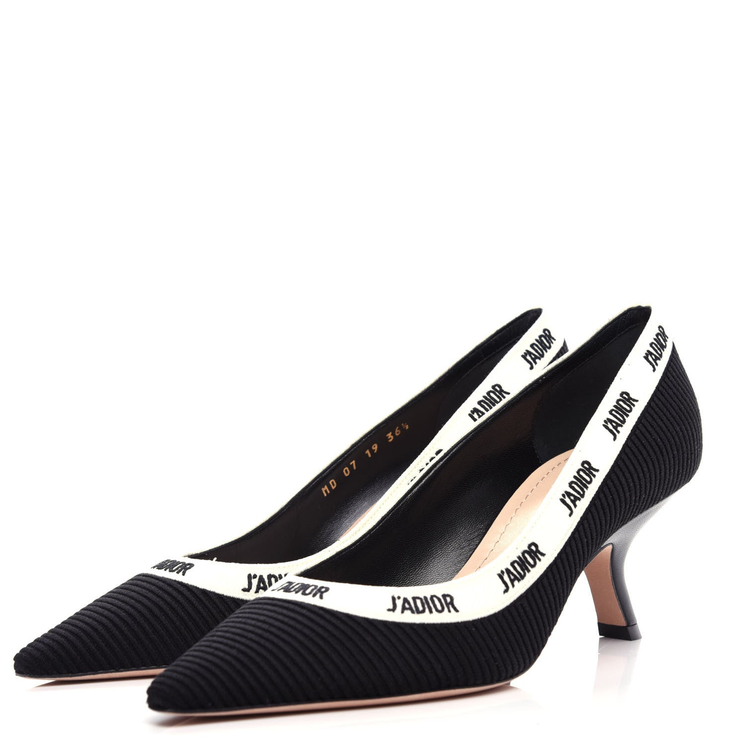 Christian Dior Technical Canvas Ribbon Embroidered J'Adior 65mm Pumps 36.5 Black 3 of 11