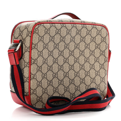 Gucci GG Supreme Monogram Blind For Love Embroidered Crossbody Bag Beige Hibiscus Red 3 of 11