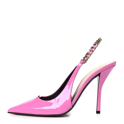 Gucci Vernice Crystal Nappa Charlotte Signoria 105 Slingback Pumps 39.5 Libre Pink 1 of 9
