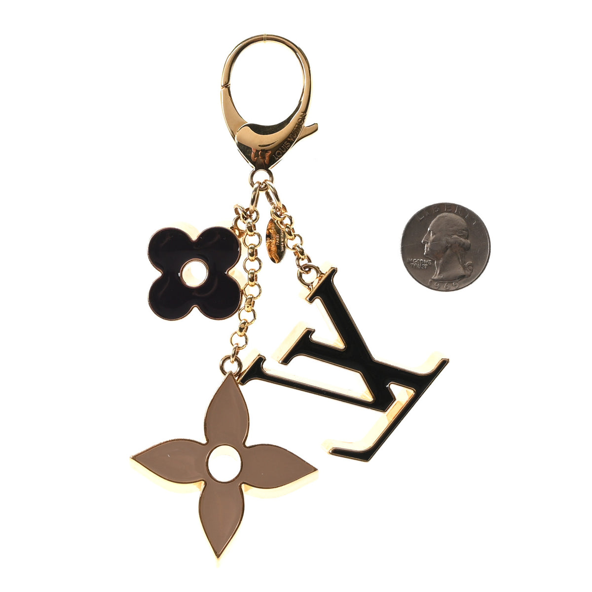 Louis Vuitton Metal Enamel Fleur De Monogram Bag Charm Dore 2 of 3