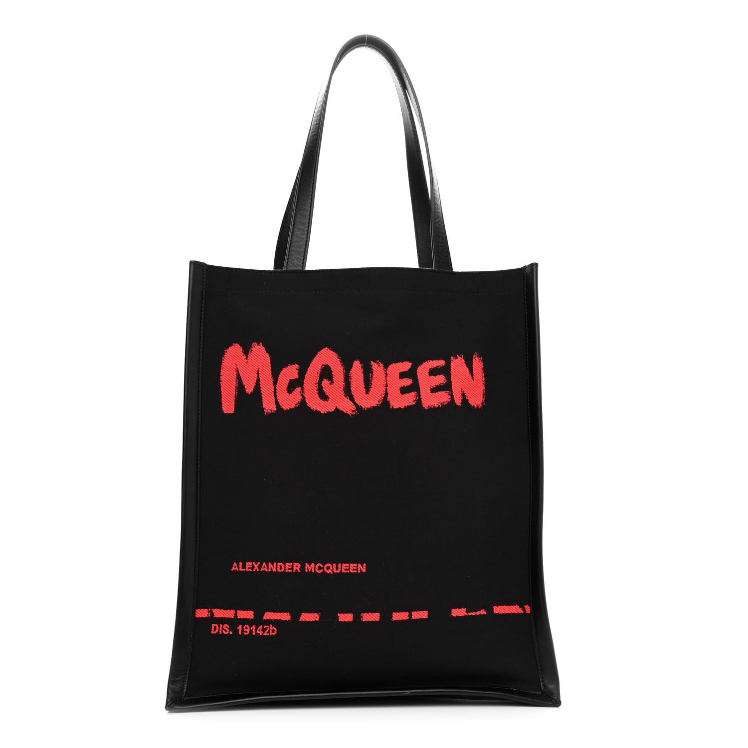 Alexander McQueen Canvas Jacquard Print Graffiti Tote Black Lust Red 1 of 11