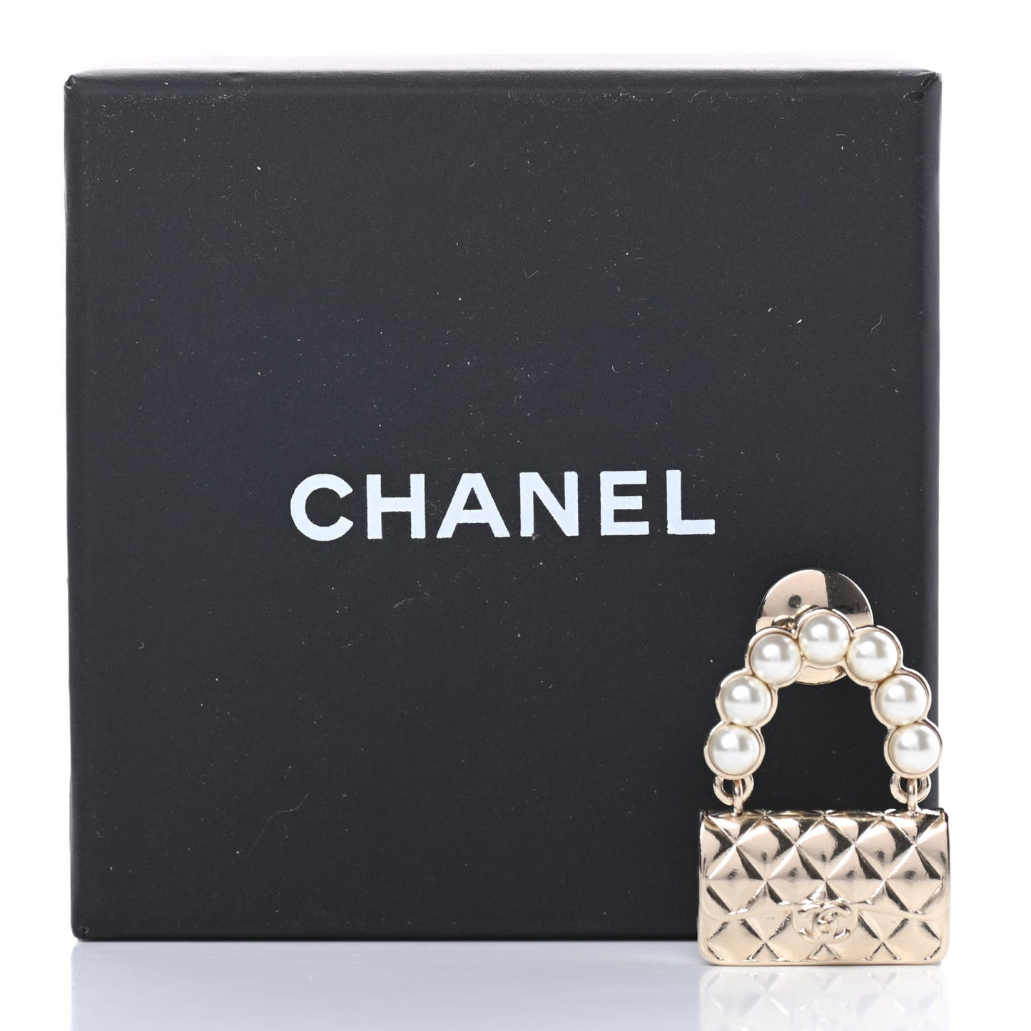 Pearl Quilted Flap Brooch Gold