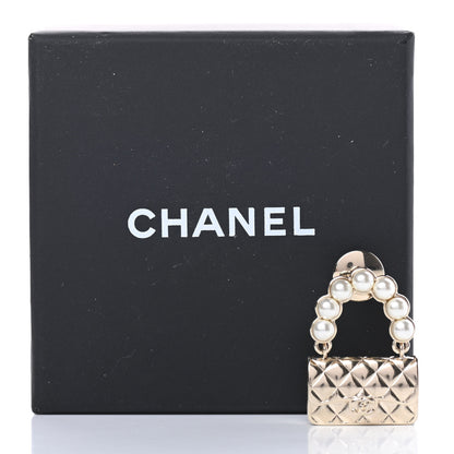 Chanel Pearl Quilted Flap Brooch Gold 5 of 5
