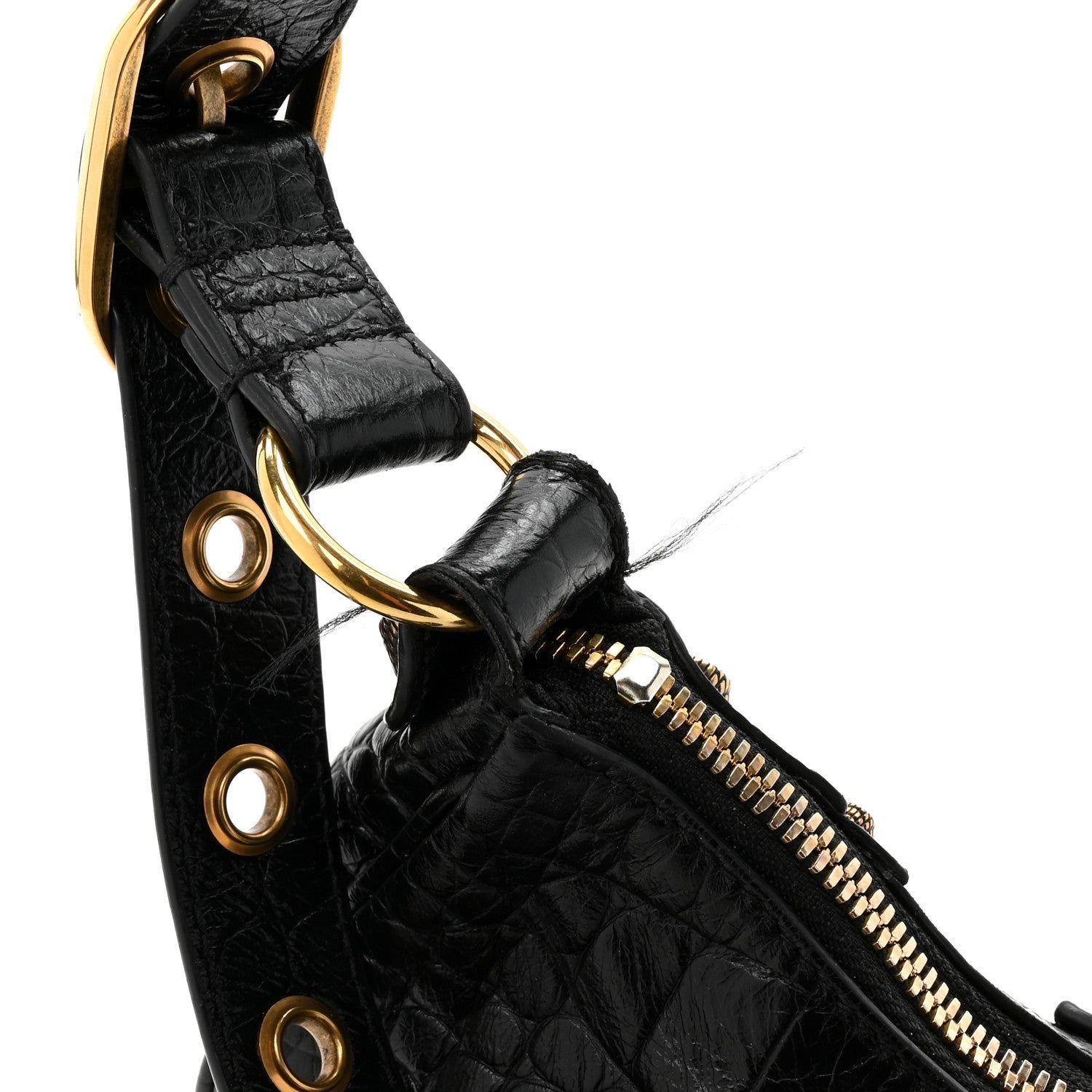 Balenciaga Extra Supple Calfskin Crocodile Embossed Le Cagole Shoulder Bag XS Black 13 of 13
