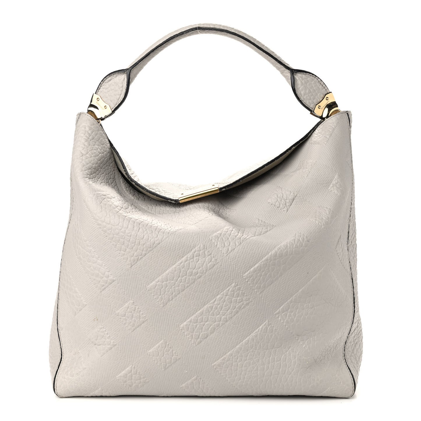 Heritage Grain Check Embossed Medium Lindburn Hobo Pale Grey