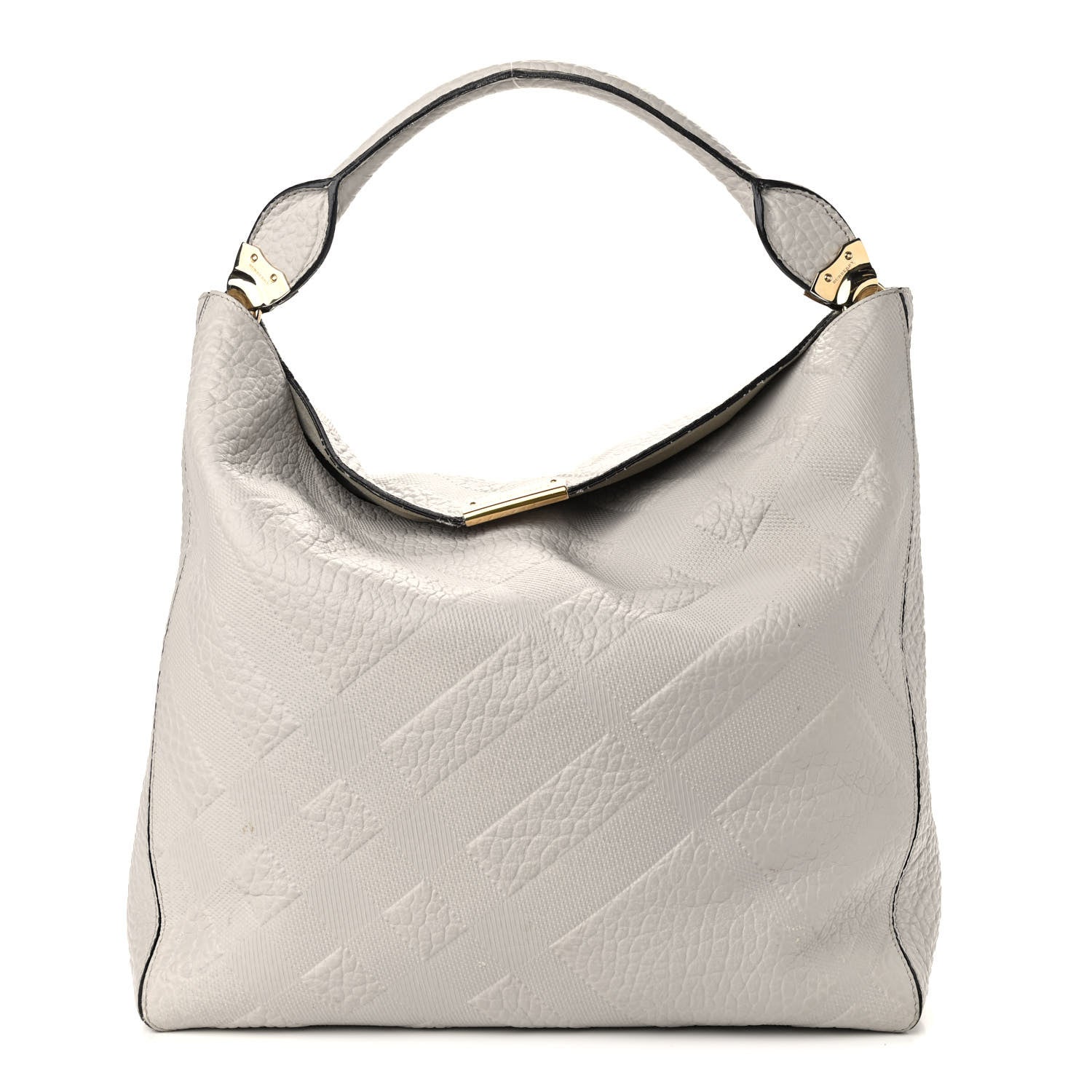 Burberry Heritage Grain Check Embossed Medium Lindburn Hobo Pale Grey 1 of 15