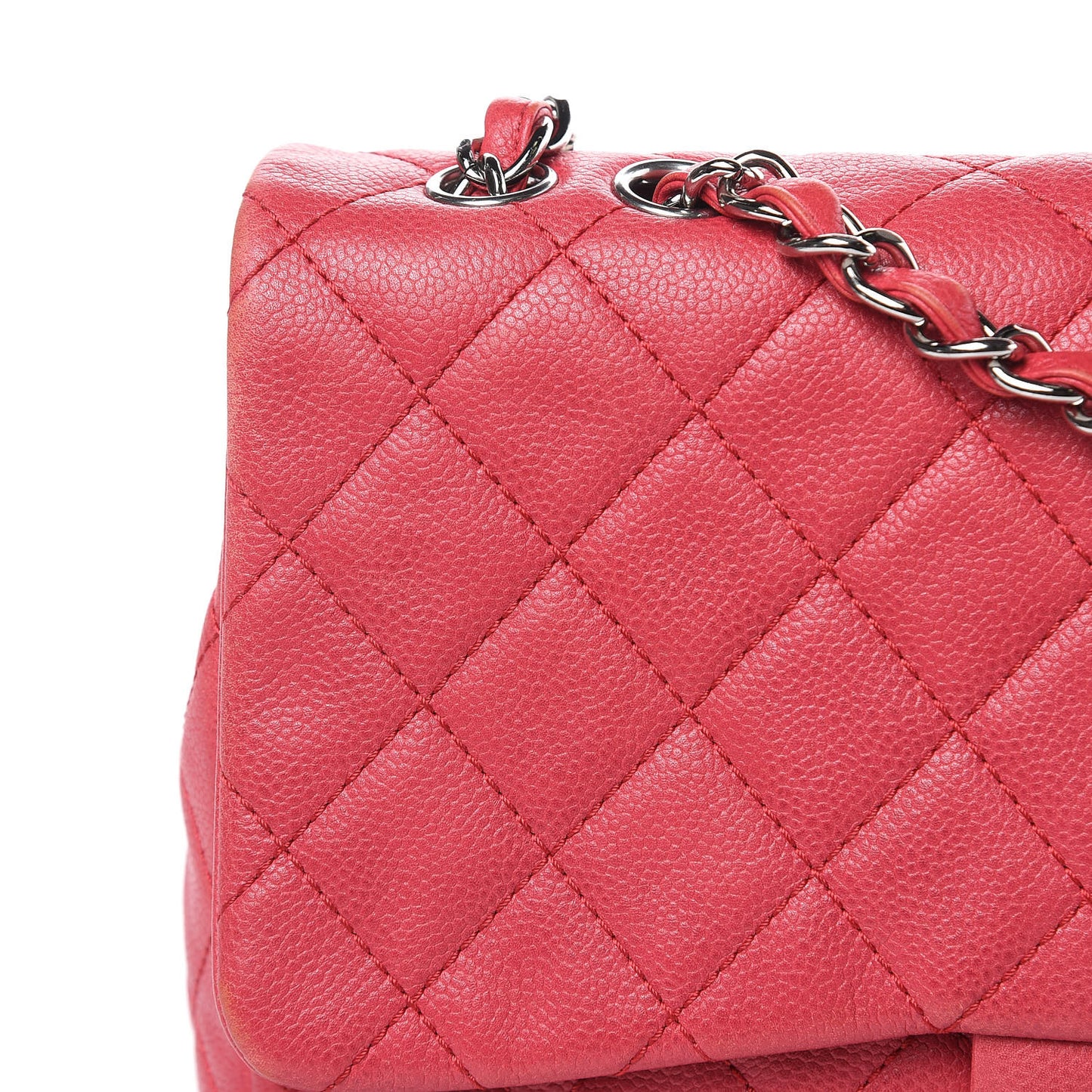 Washed Caviar Quilted Jumbo Single Flap Fuchsia
