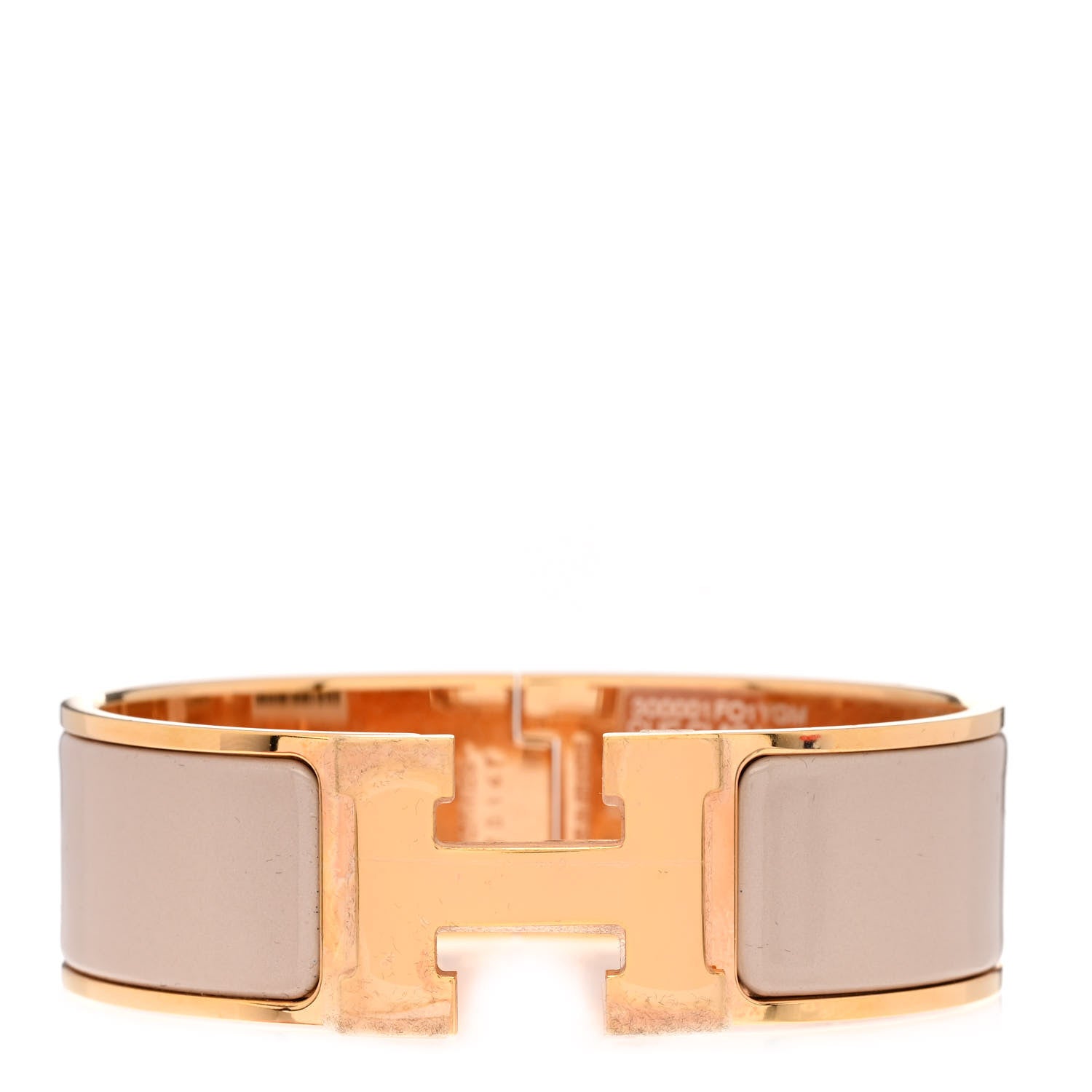 Hermes Enamel Wide Clic Clac H Bracelet GM Beige Rose 1 of 6