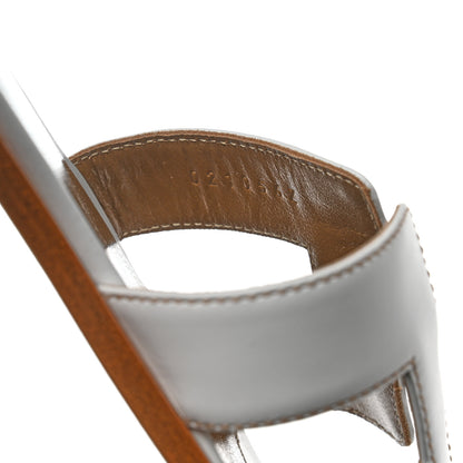 Hermes Box Calfskin Oran Sandals 36 White 6 of 9