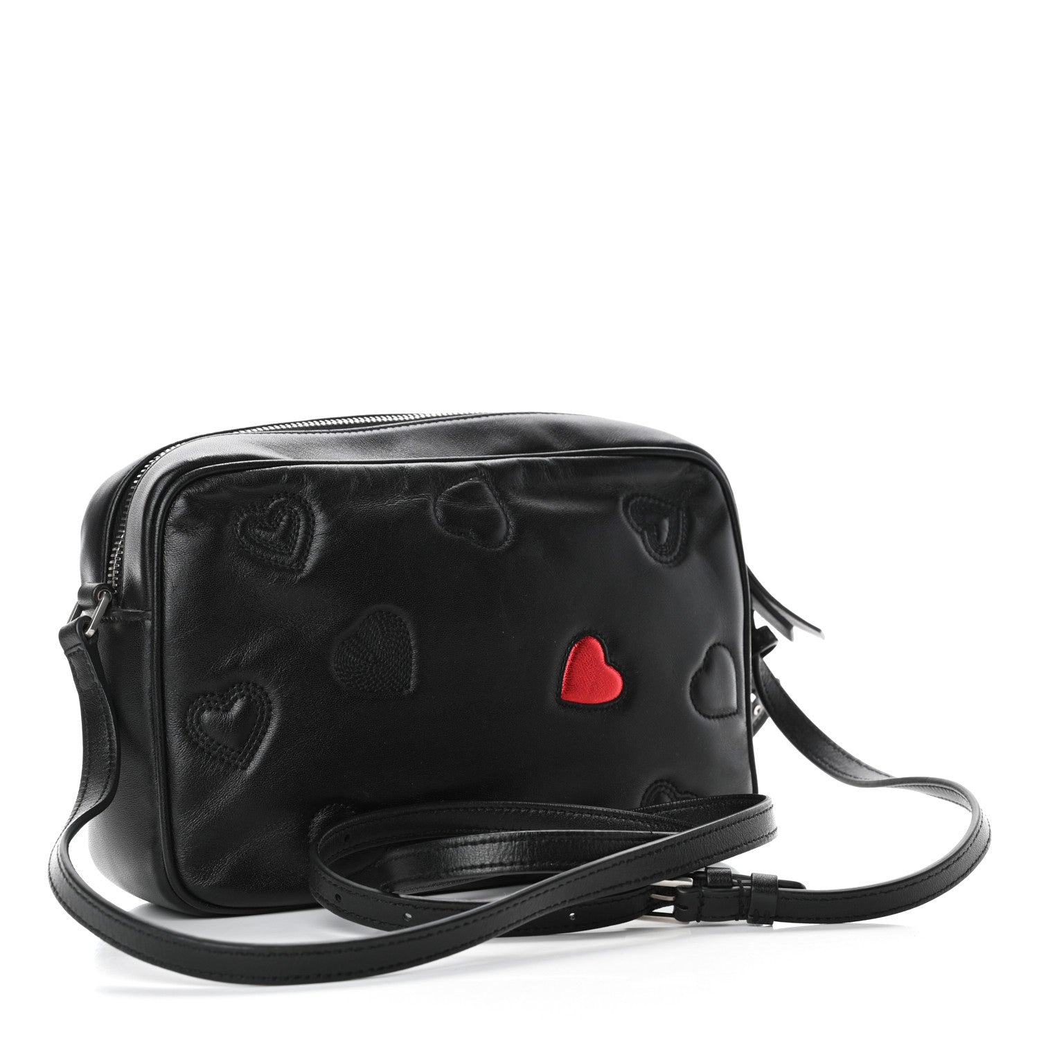 Saint Laurent Calfskin Heart Embossed Monogram Lou Camera Bag Black 2 of 4