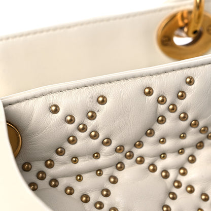 Christian Dior Calfskin Cannage Studded Medium Supple Lady Dior White 15 of 15