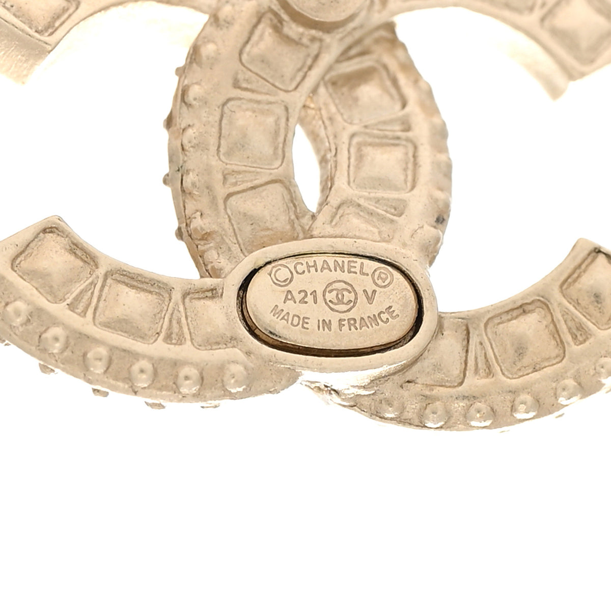 Chanel Crystal Timeless CC Earrings Light Gold 4 of 5