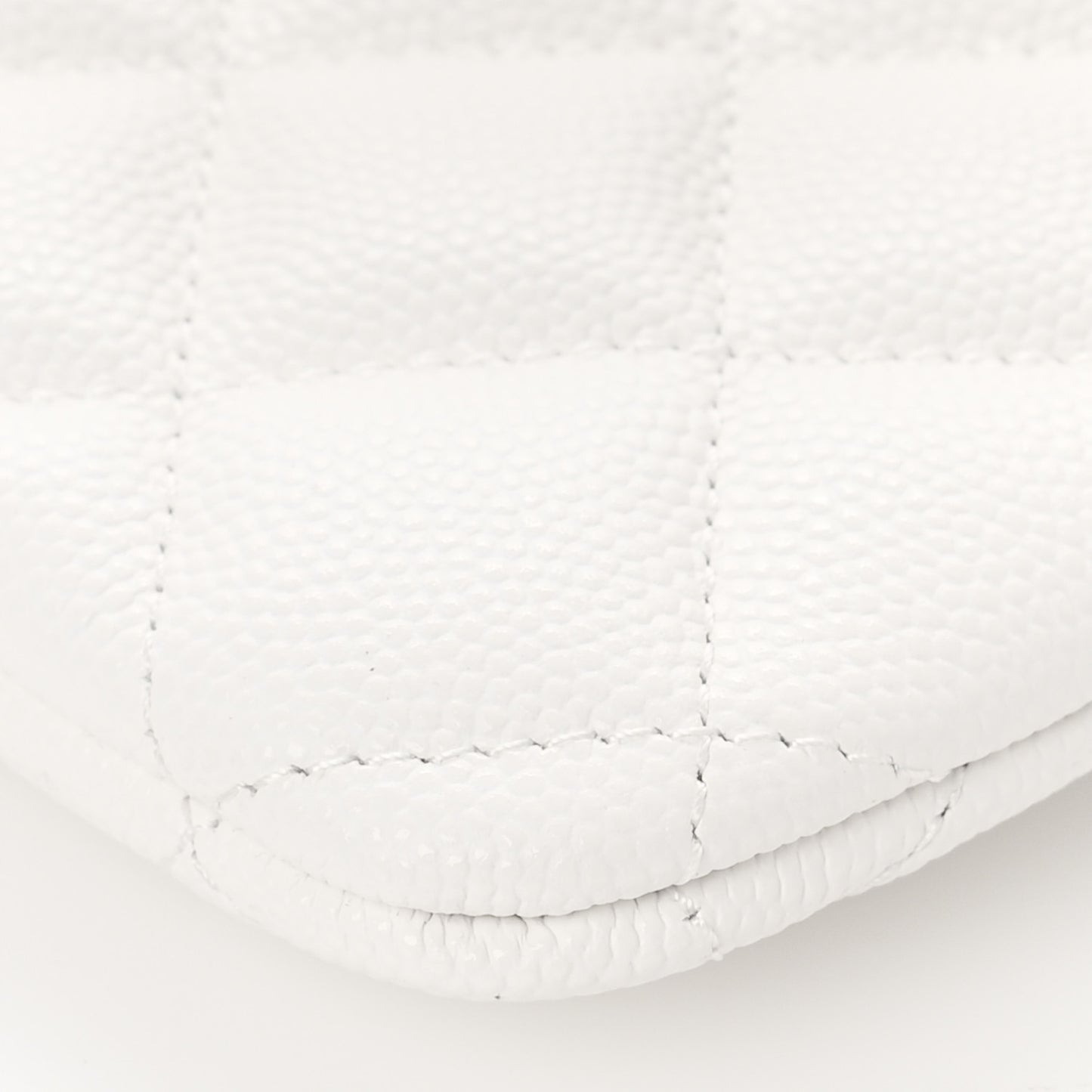 Caviar Quilted Cosmetic Case White
